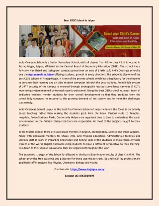 Best CBSE School in Jaipur