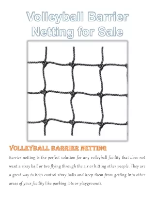 barrier netting is the perfect solution