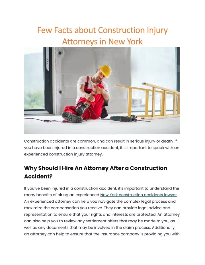 few facts about construction injury attorneys