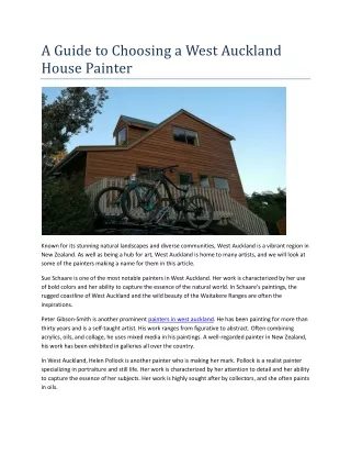 A Guide to Choosing a West Auckland House Painter
