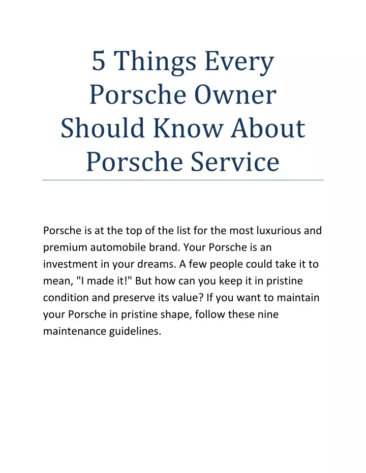 5 things every porsche owner should know about