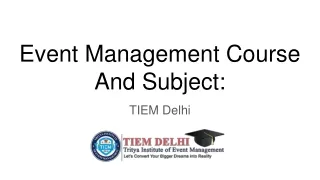 Event Management Course And Subject