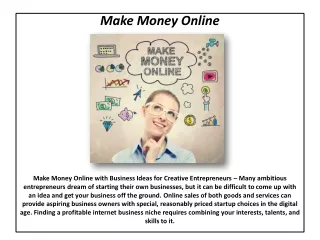 Make Money Online with Business Ideas for Creative Entrepreneurs