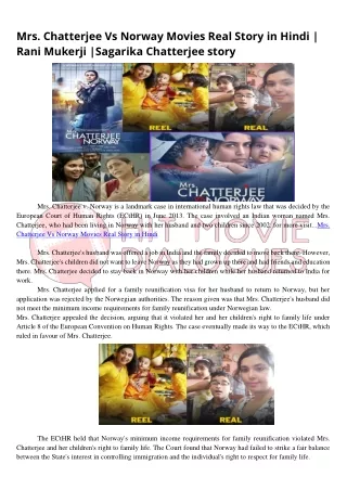 Mrs. Chatterjee Vs Norway Movies Real Story in Hindi | Rani Mukerji |Sagarika