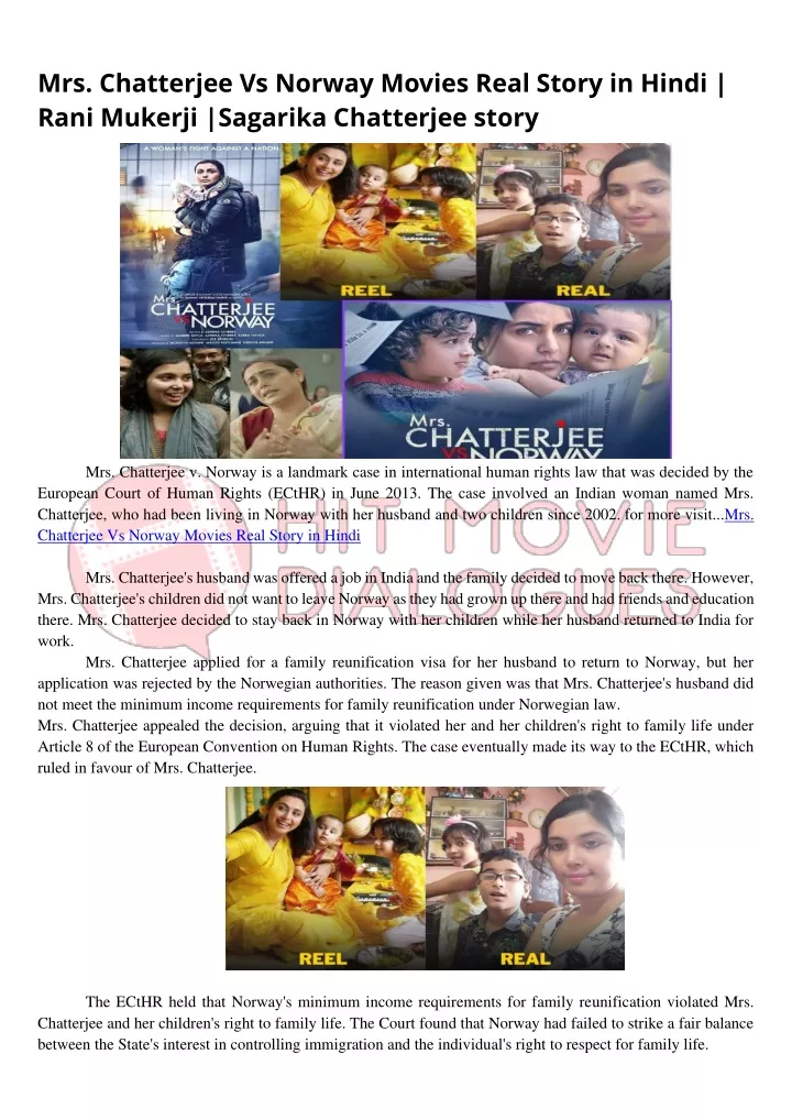 mrs chatterjee vs norway movies real story