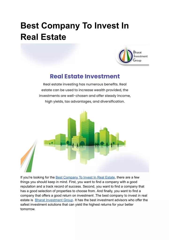 best company to invest in real estate