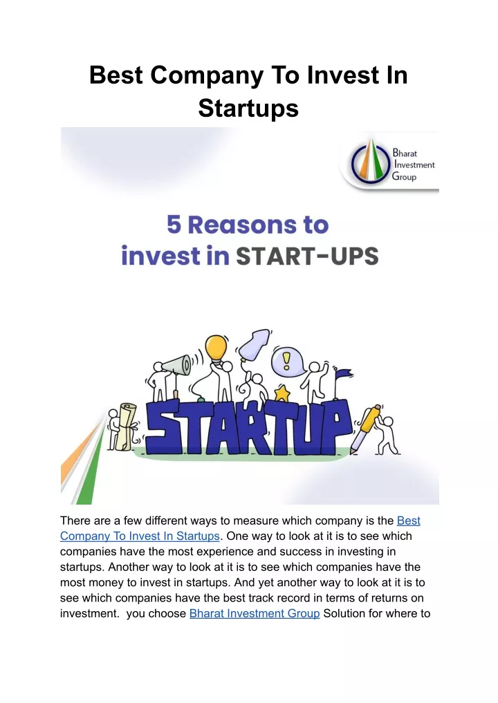 best company to invest in startups