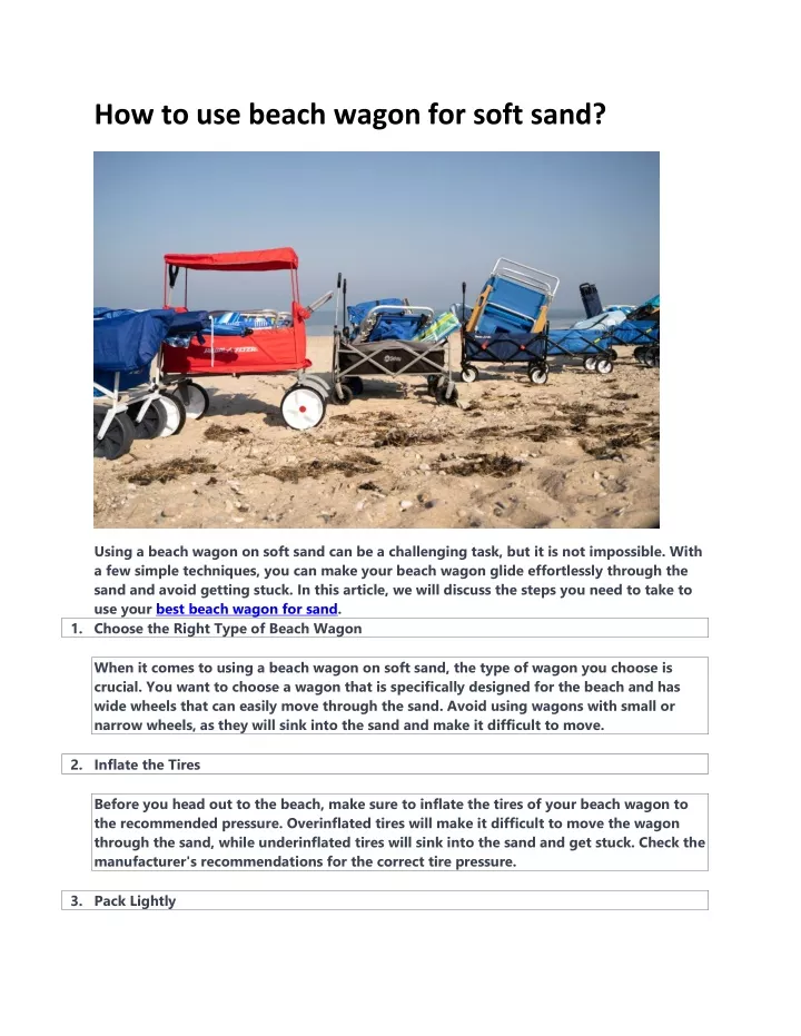 how to use beach wagon for soft sand