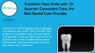 Dr Apurva's Cosmodent Care - The Best Dental Clinic in Bhilwara