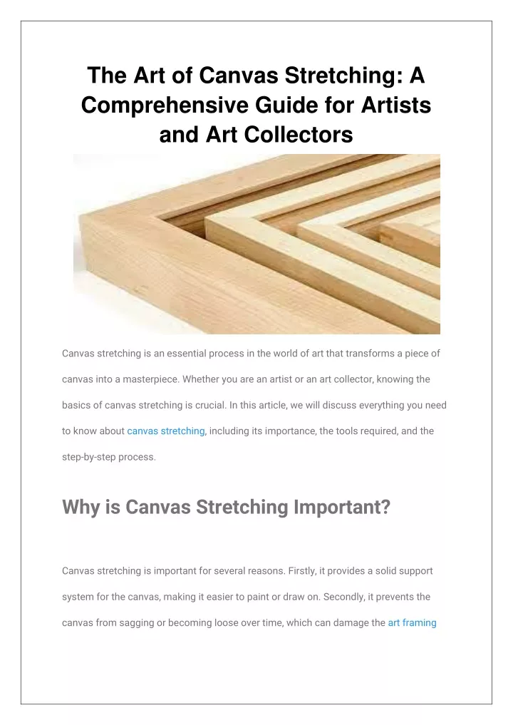 the art of canvas stretching a comprehensive