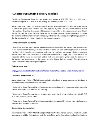 automotive smart factory market