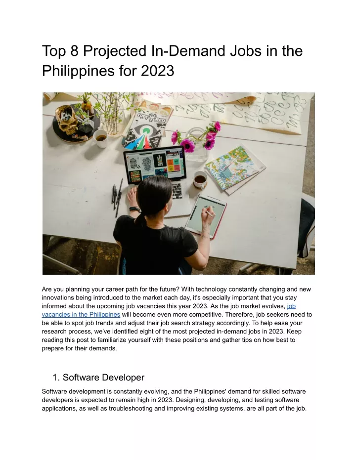 top 8 projected in demand jobs in the philippines