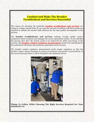 conduct and make the breaker troubleshoot