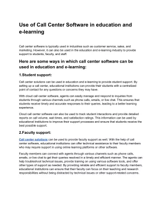 use of call center software in education