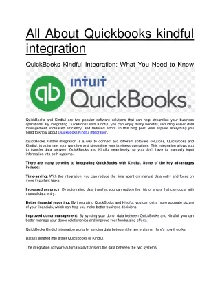 What is QuickBooks kindful integration?