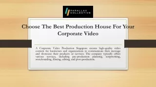choose the best production house for your corporate video