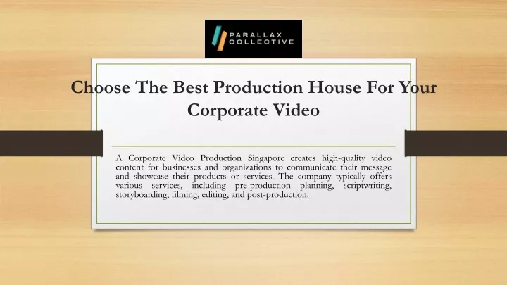 choose the best production house for your corporate video