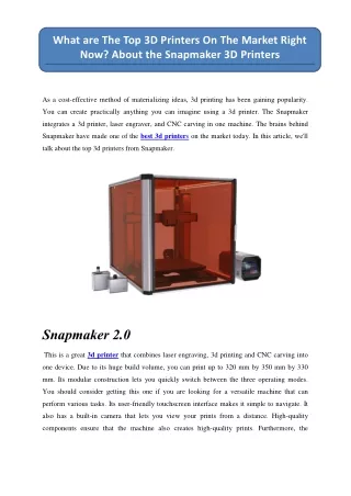 what are the top 3d printers on the market right