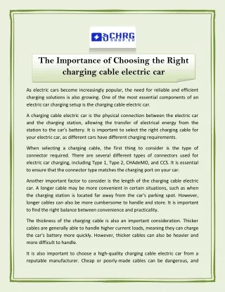 The Importance of Choosing the Right charging cable electric car
