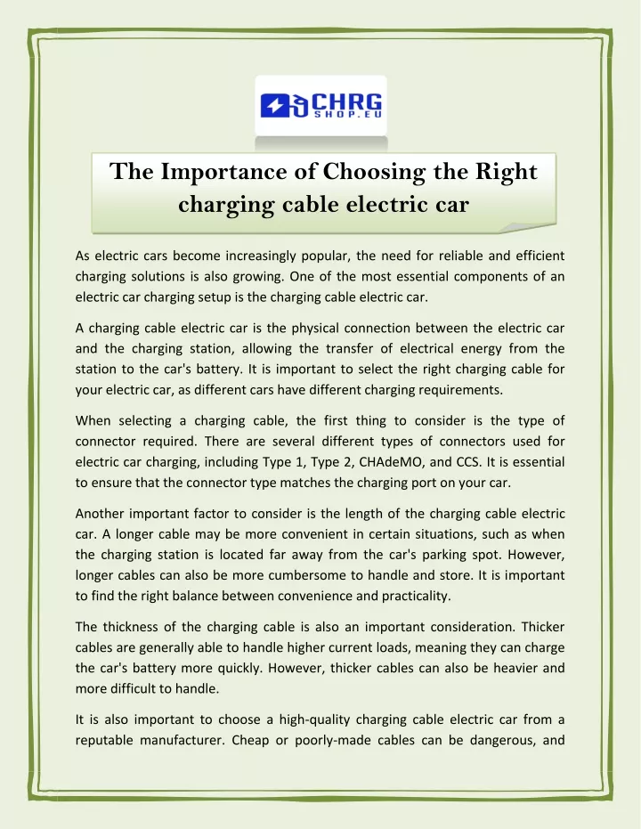 the importance of choosing the right charging