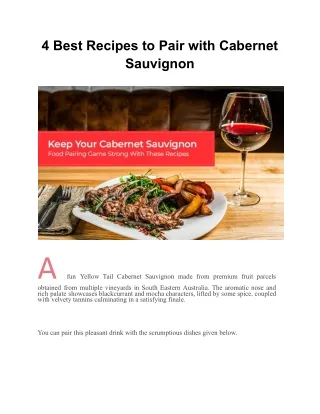 4 Best Recipes to Pair with Cabernet Sauvignon
