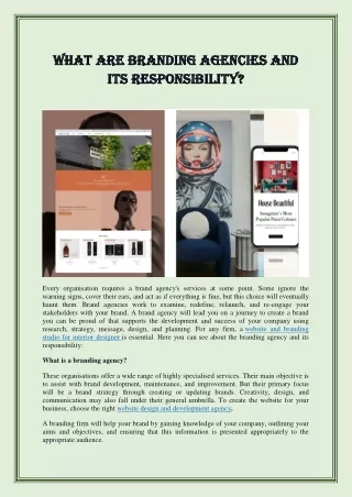 What are branding agencies and its responsibility