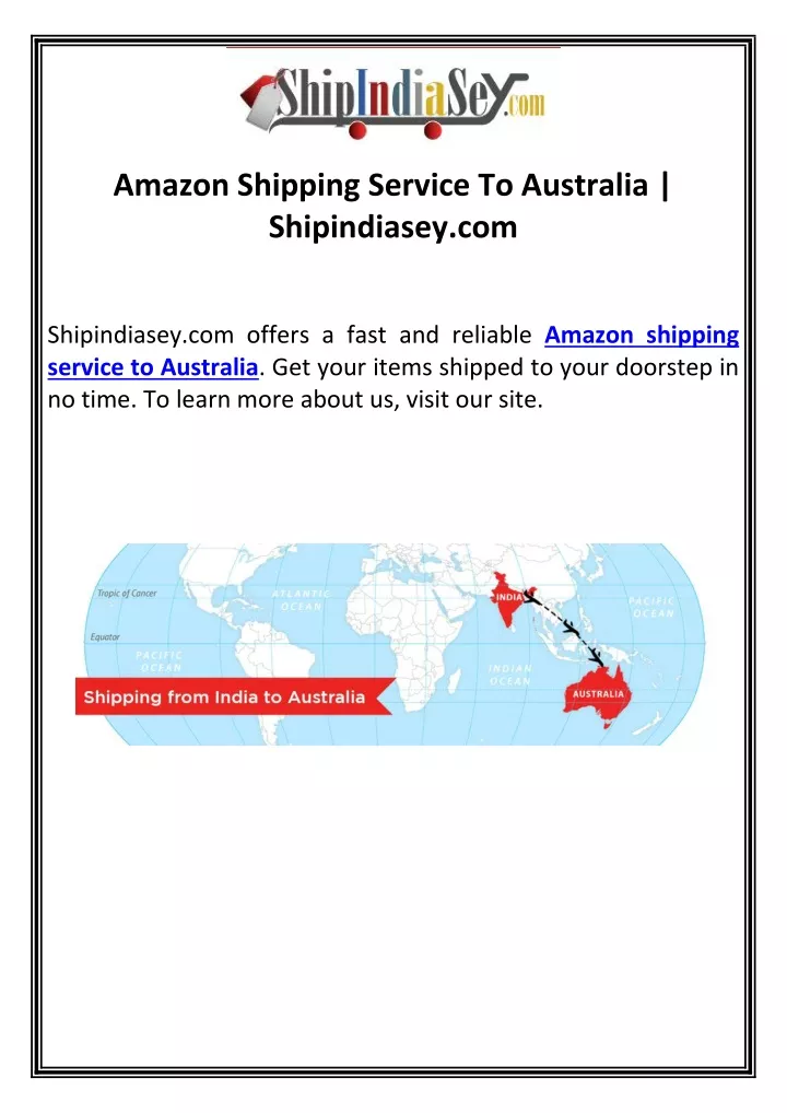 amazon shipping service to australia shipindiasey