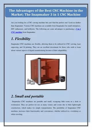 the advantages of the best cnc machine in the