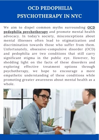 OCD Pedophilia Psychotherapy in NYC