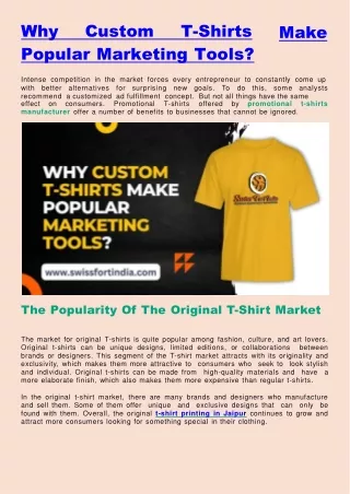Why Custom T-Shirts Make Popular Marketing Tools?
