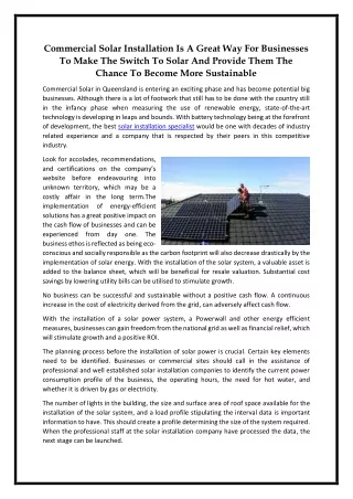 PPT - Commercial Solar Installation Is A Great Way For Businesses To ...
