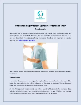 Understanding Different Spinal Disorders and Their Treatments
