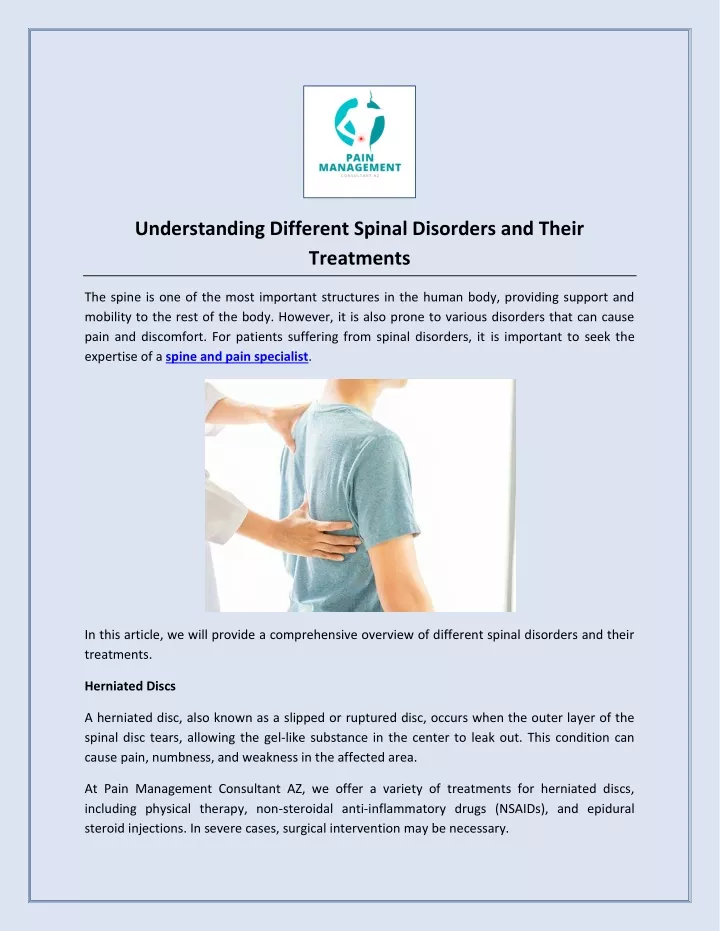 understanding different spinal disorders