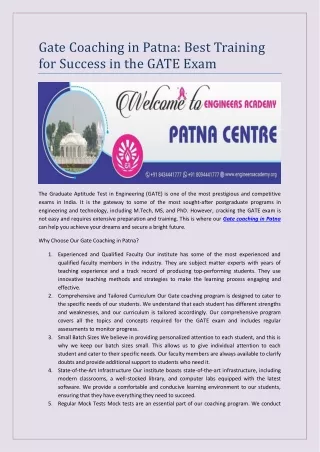 gate coaching in patna best training for success