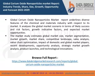 Cerium Oxide Nanoparticles Market Demand, Industry Key Players