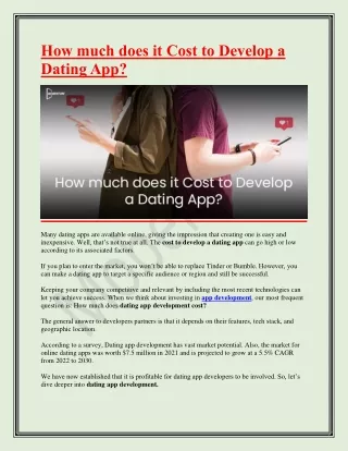 How much does it Cost to Develop a Dating App