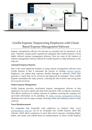 Gorilla Expense Empowering Employees with Cloud-Based Expense Management Software