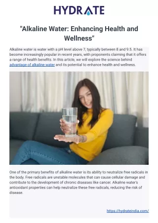 "Alkaline Water: Enhancing Health and Wellness"