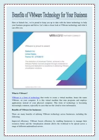 Benefits of VMware Technology for Your Business