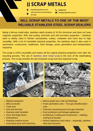 Sell scrap metals to one of the most reliable stainless steel scrap dealers