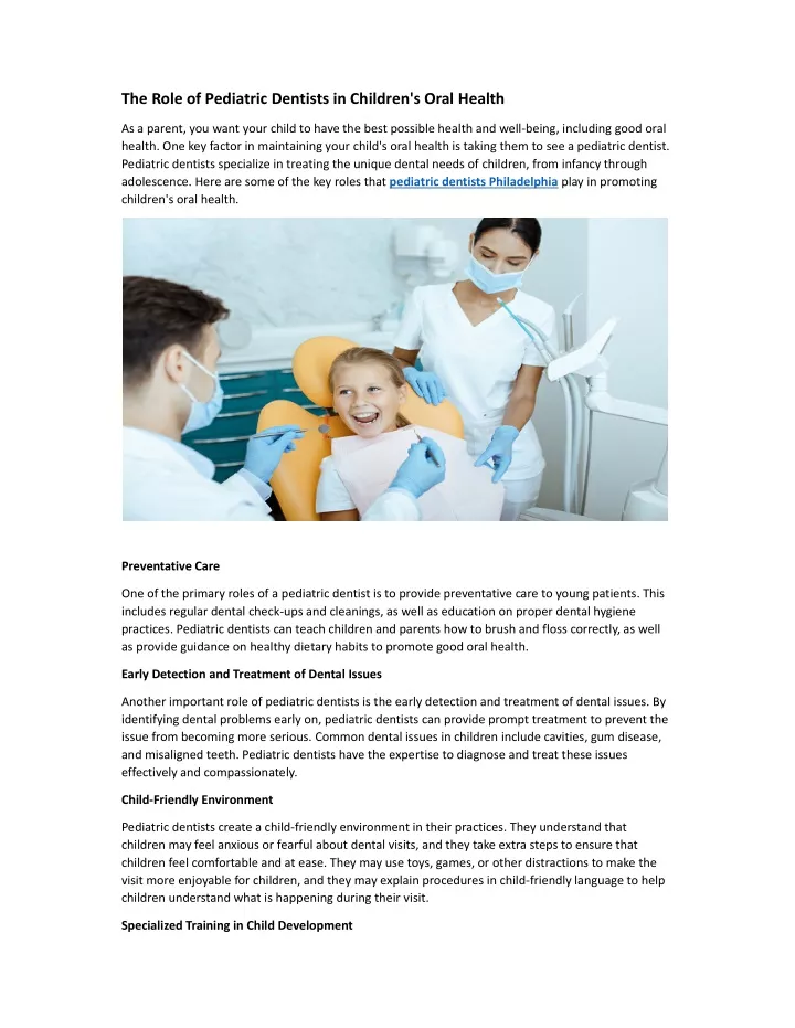 the role of pediatric dentists in children s oral