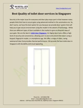 Best Quality of toilet door services in Singapore
