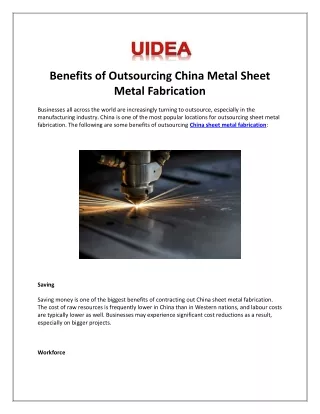 Benefits of Outsourcing China Metal Sheet Metal Fabrication