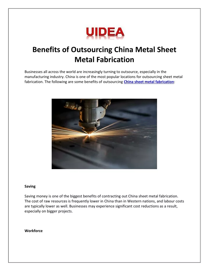 benefits of outsourcing china metal sheet metal