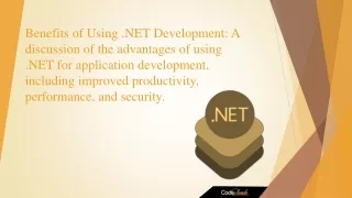 Benefits of Using dot NET Development