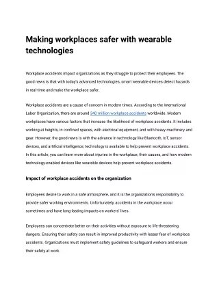 Making workplaces safer with wearable technologies