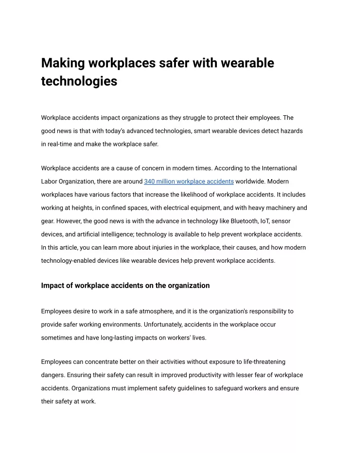 making workplaces safer with wearable technologies