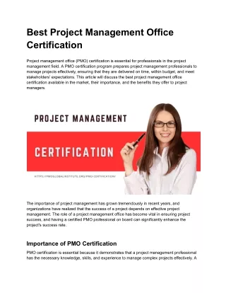 Best Project Management Office Certification