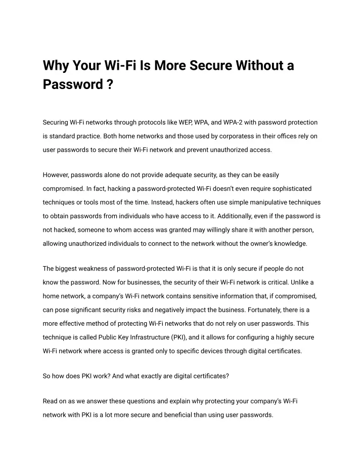 why your wi fi is more secure without a password