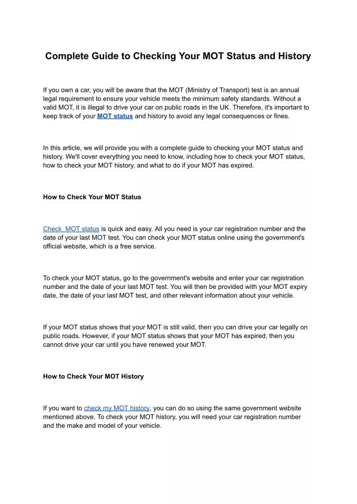 complete guide to checking your mot status